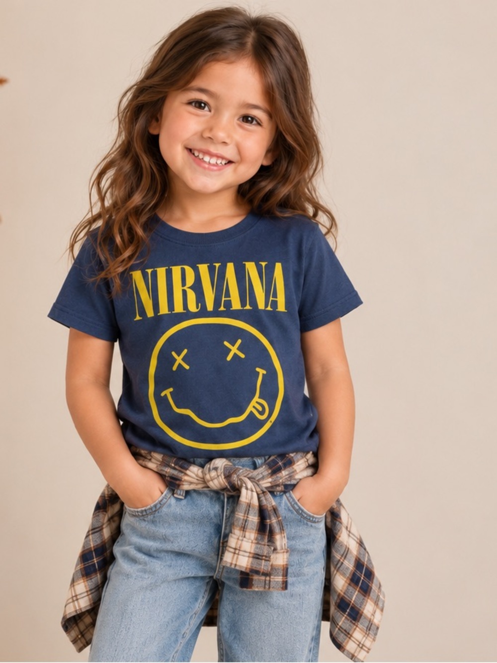Nirvana Kids' Navy Graphic Tee - Yellow Logo ~ size 5T